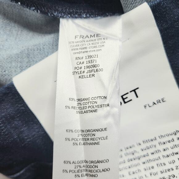 Frame Jet Set Flare Jeans Dark Wash Pull On Organic Cotton Blend Minimalist 26 2 - Picture 9 of 9